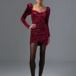 Velvet Mini Dress Bordeaux